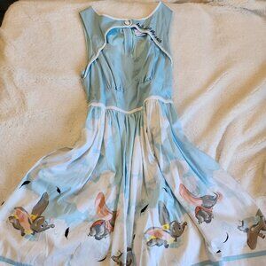 Sky Blue Backless Dress with Elephant Design